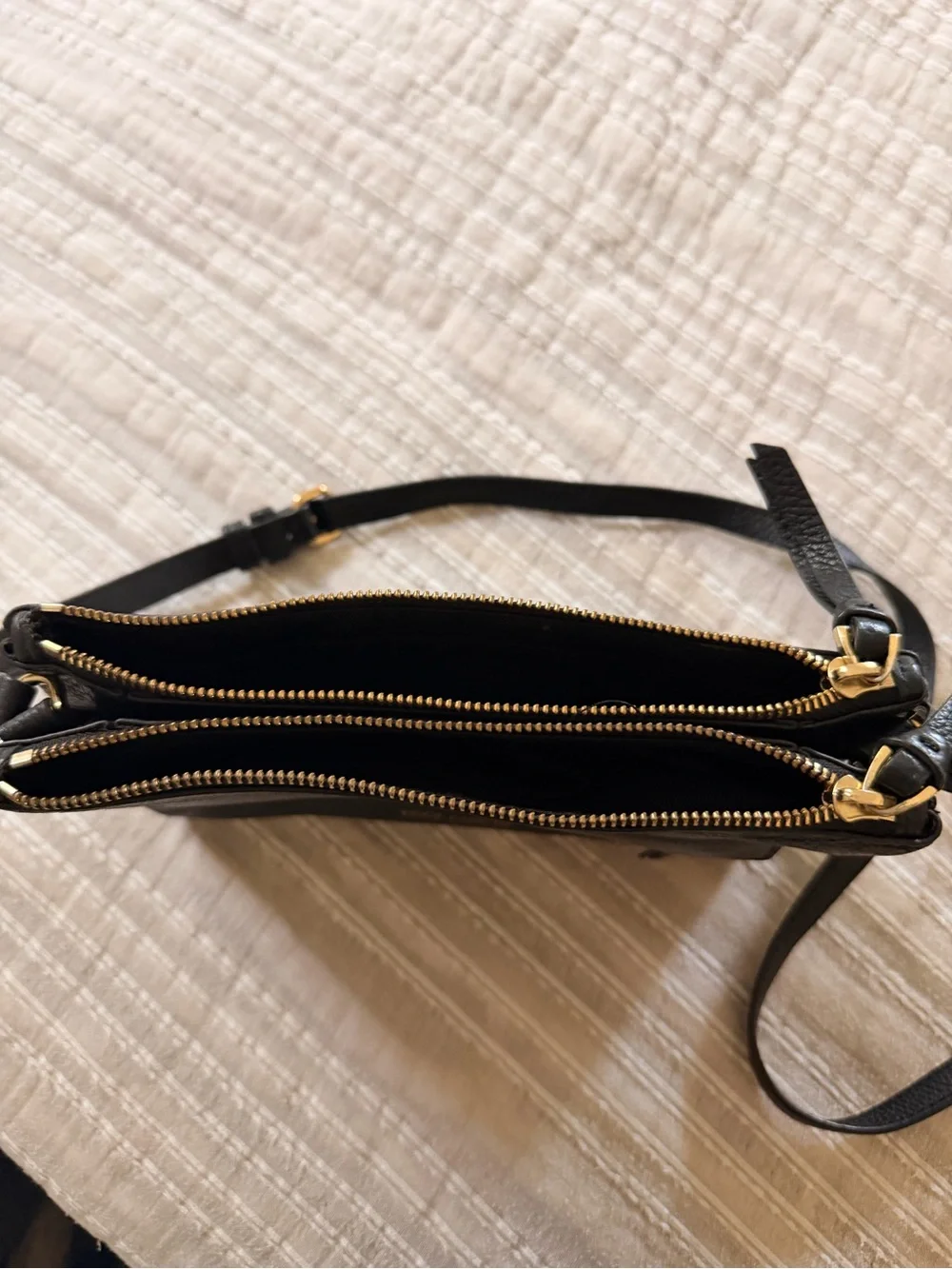 Vince Camuto Pebbled Black Leather Crossbody with Front Zip Pocket